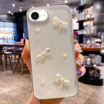 Pearl Bow Glitter Epoxy TPU Phone Case
