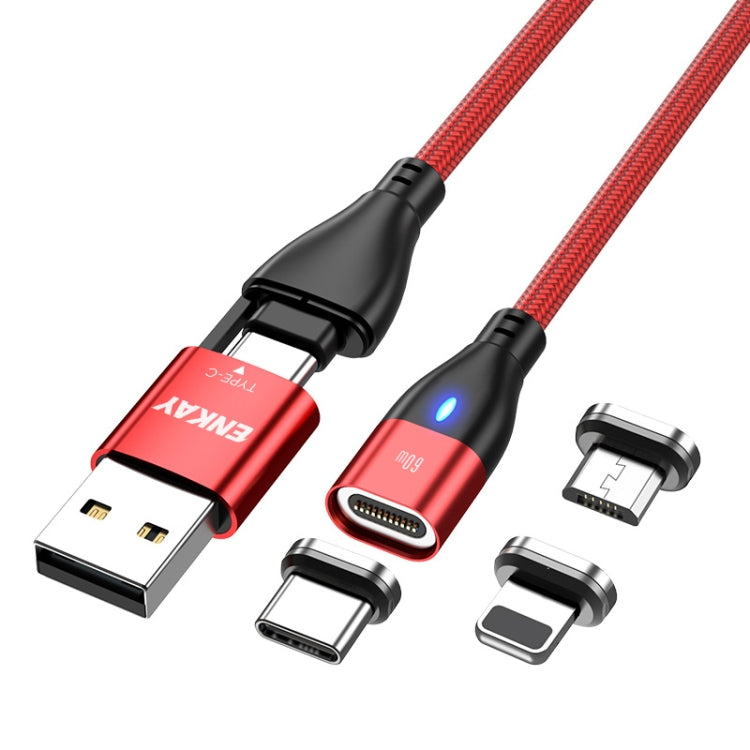 ENKAY 6-in-1 PD60W USB-A / Type-C to Type-C / 8 Pin / Micro USB Magnetic Fast Charging Cable, 1m, 2m