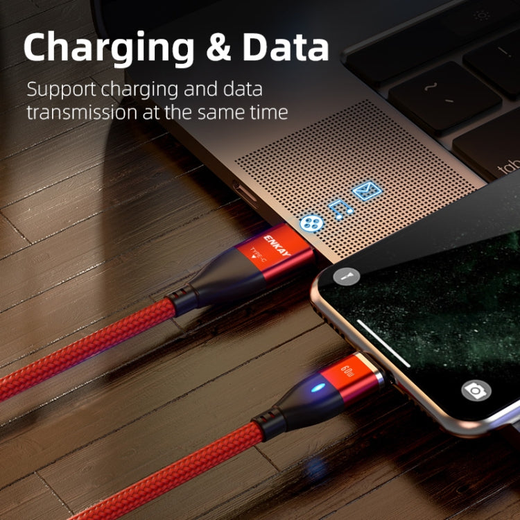 ENKAY 6-in-1 PD60W USB-A / Type-C to Type-C / 8 Pin / Micro USB Magnetic Fast Charging Cable, 1m, 2m