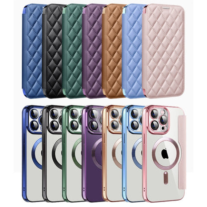 Shield Magsafe RFID Anti-theft Rhombus Leather Phone Case