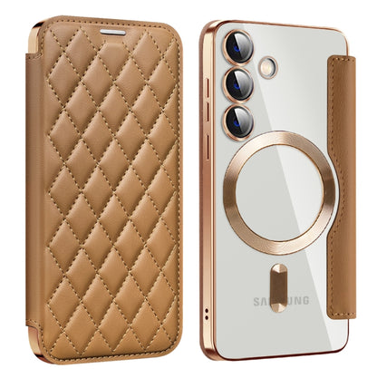 Shield MagSafe RFID Anti-theft Rhombus Leather Phone Case, For Samsung Galaxy A56 5G�������������...