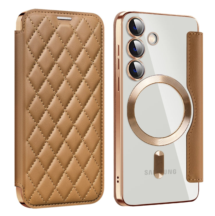 Shield MagSafe RFID Anti-theft Rhombus Leather Phone Case, For Samsung Galaxy A56 5G�������������...