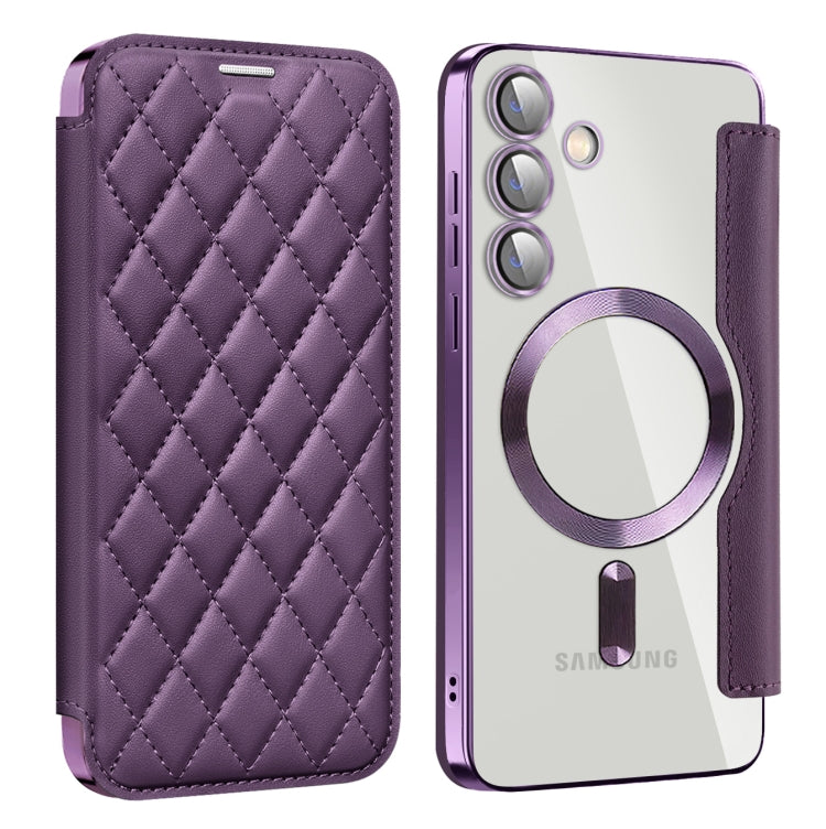 Shield MagSafe RFID Anti-theft Rhombus Leather Phone Case, For Samsung Galaxy A56 5G�������������...