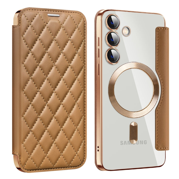 Shield MagSafe RFID Anti-theft Rhombus Leather Phone Case, For Samsung Galaxy A56 5G�������������...