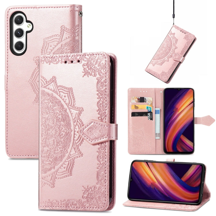 Mandala Flower Embossed Leather Phone Case