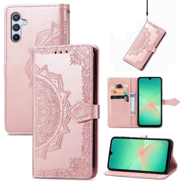 Mandala Flower Embossed Leather Phone Case