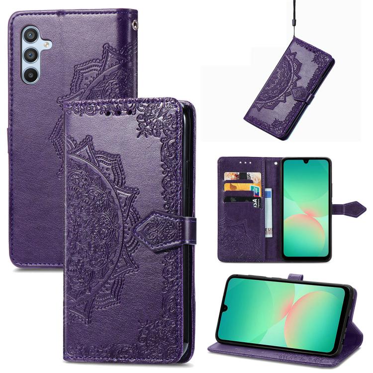 Mandala Flower Embossed Leather Phone Case