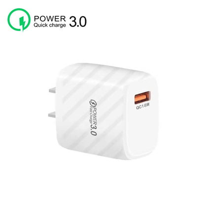 TE-005 USB3.0 QC3.0 18W 3A Interface Mobile Phone Fast Charger, US Plug