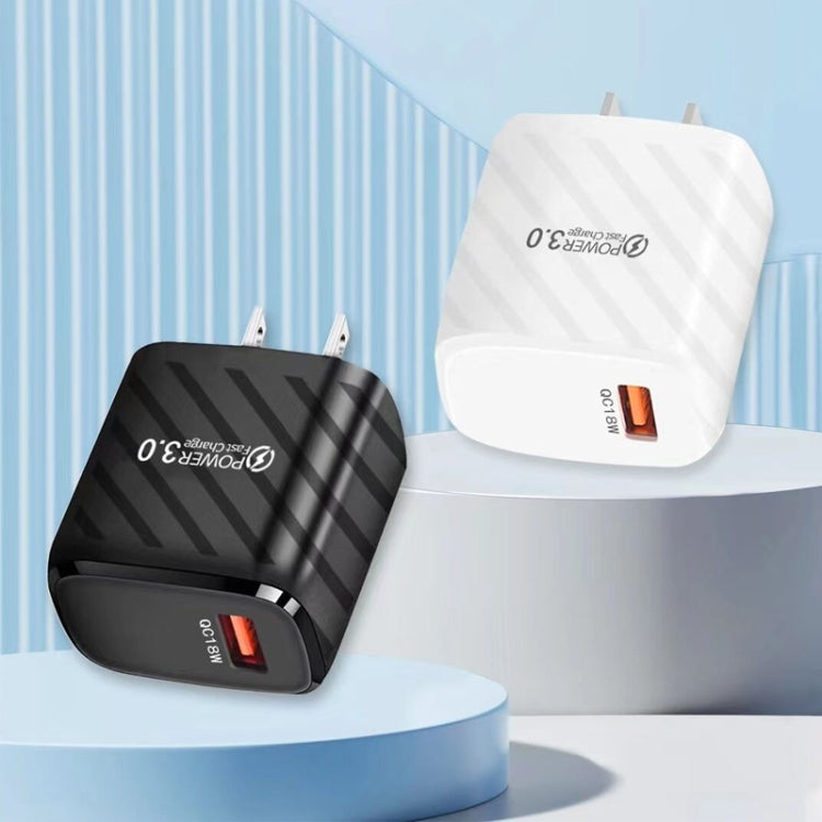TE-005 USB3.0 QC3.0 18W 3A Interface Mobile Phone Fast Charger, US Plug