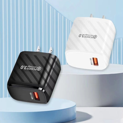 TE-005 USB3.0 QC3.0 18W 3A Interface Mobile Phone Fast Charger, US Plug