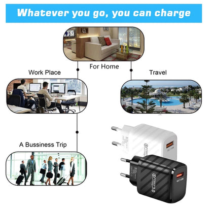 TE-005 USB3.0 QC3.0 18W 3A Interface Mobile Phone Fast Charger, EU Plug