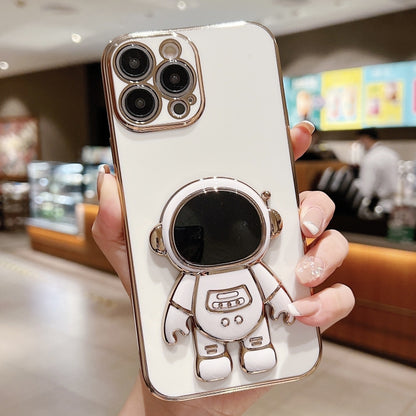 Electroplating Astronaut Holder Phone Case, For iPhone 16 Pro Max, For iPhone 16 Pro�������������...