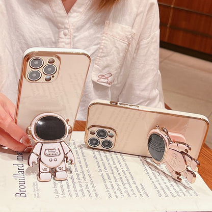 Electroplating Astronaut Holder Phone Case, For iPhone 16 Pro Max, For iPhone 16 Pro�������������...