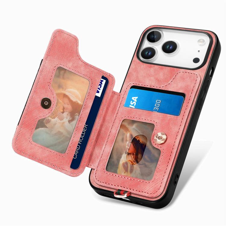 Retro Skin-feel Ring Multi-card Wallet Phone Case