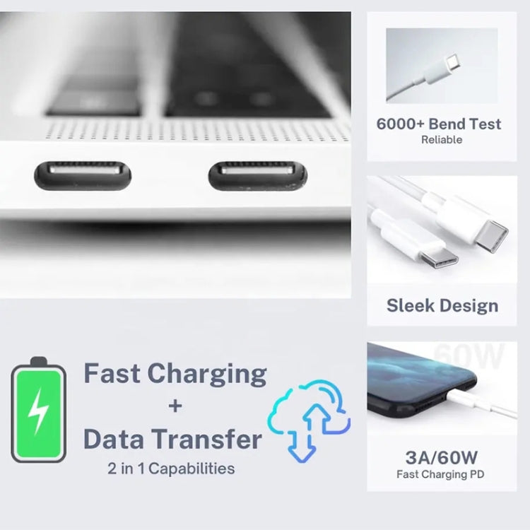 XJ-97 60W 3A USB-C / Type-C to Type-C Fast Charging Data Cable, 0.3m, 0.5m, 1m, 2m