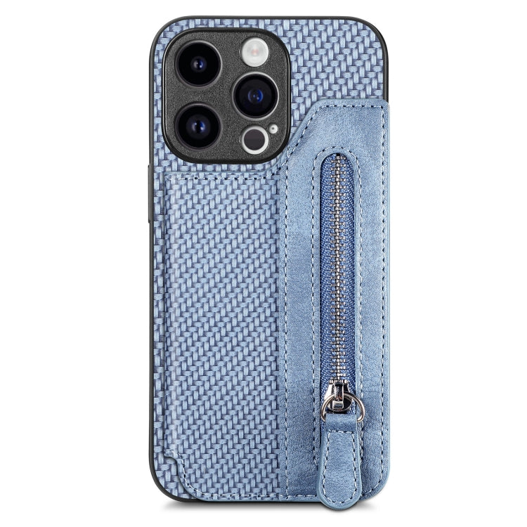 Carbon Fiber Horizontal Flip Zipper Wallet Phone Case, For iPhone 16e, For iPhone 16 Pro Max�����...