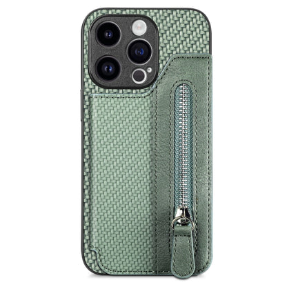 Carbon Fiber Horizontal Flip Zipper Wallet Phone Case, For iPhone 16e, For iPhone 16 Pro Max�����...
