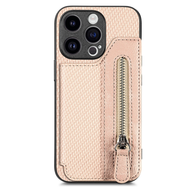Carbon Fiber Horizontal Flip Zipper Wallet Phone Case, For iPhone 16e, For iPhone 16 Pro Max�����...