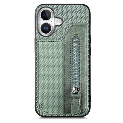 Carbon Fiber Horizontal Flip Zipper Wallet Phone Case, For iPhone 16e, For iPhone 16 Pro Max�����...
