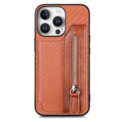 Carbon Fiber Horizontal Flip Zipper Wallet Phone Case, For iPhone 16e, For iPhone 16 Pro Max�����...