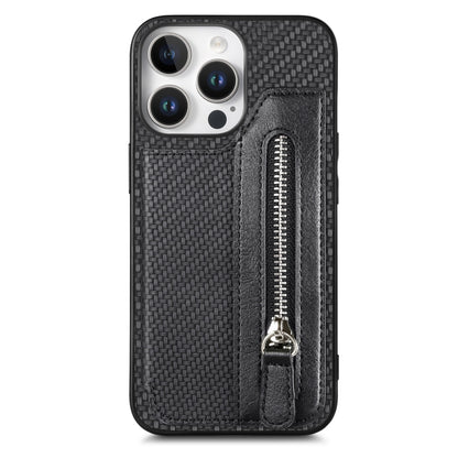 Carbon Fiber Horizontal Flip Zipper Wallet Phone Case, For iPhone 16e, For iPhone 16 Pro Max�����...