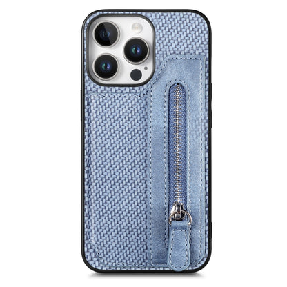 Carbon Fiber Horizontal Flip Zipper Wallet Phone Case, For iPhone 16e, For iPhone 16 Pro Max�����...