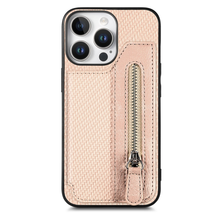 Carbon Fiber Horizontal Flip Zipper Wallet Phone Case, For iPhone 16e, For iPhone 16 Pro Max�����...