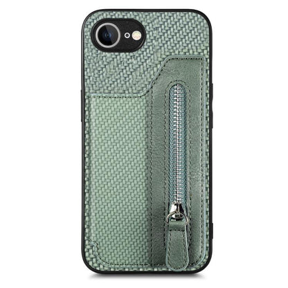 Carbon Fiber Horizontal Flip Zipper Wallet Phone Case, For iPhone 16e, For iPhone 16 Pro Max�����...