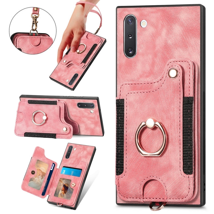 Retro Skin-feel Ring Multi-card Wallet Phone Case
