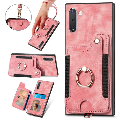 Retro Skin-feel Ring Multi-card Wallet Phone Case