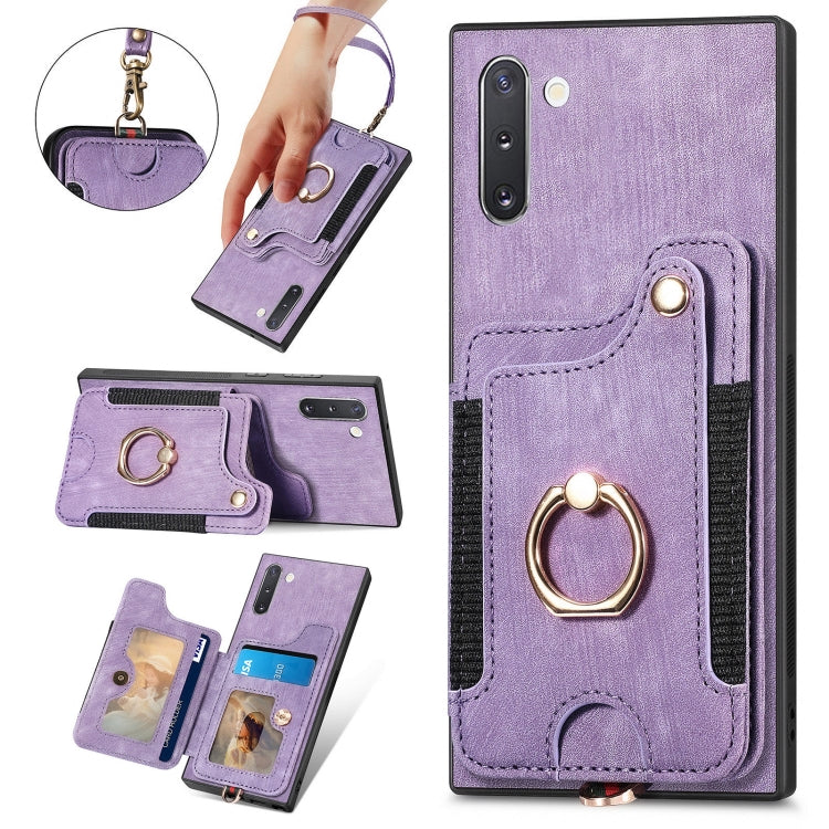Retro Skin-feel Ring Multi-card Wallet Phone Case
