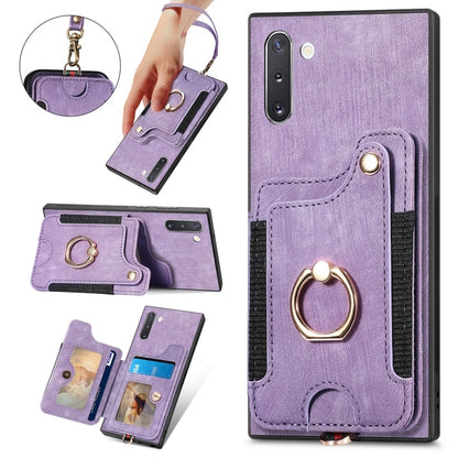 Retro Skin-feel Ring Multi-card Wallet Phone Case
