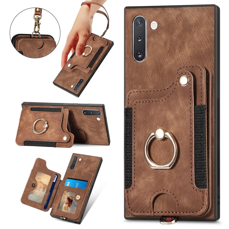 Retro Skin-feel Ring Multi-card Wallet Phone Case