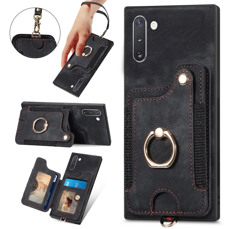 Retro Skin-feel Ring Multi-card Wallet Phone Case