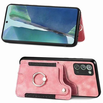 Retro Skin-feel Ring Multi-card Wallet Phone Case