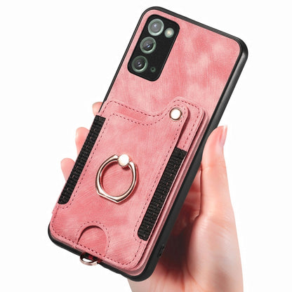 Retro Skin-feel Ring Multi-card Wallet Phone Case