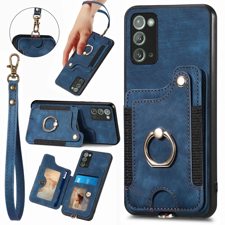Retro Skin-feel Ring Multi-card Wallet Phone Case