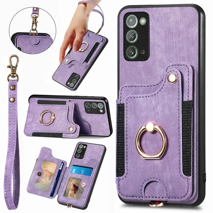 Retro Skin-feel Ring Multi-card Wallet Phone Case