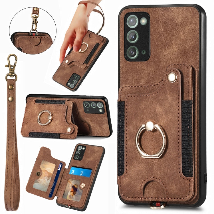 Retro Skin-feel Ring Multi-card Wallet Phone Case