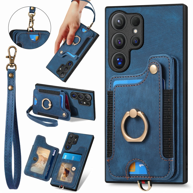 Retro Skin-feel Ring Multi-card Wallet Phone Case