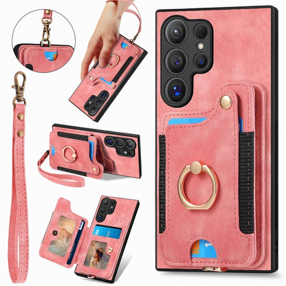 Retro Skin-feel Ring Multi-card Wallet Phone Case