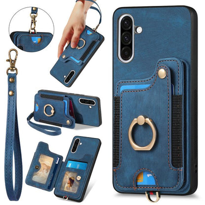 Retro Skin-feel Ring Multi-card Wallet Phone Case