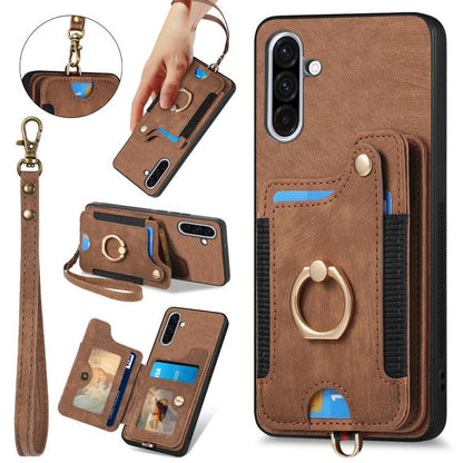 Retro Skin-feel Ring Multi-card Wallet Phone Case