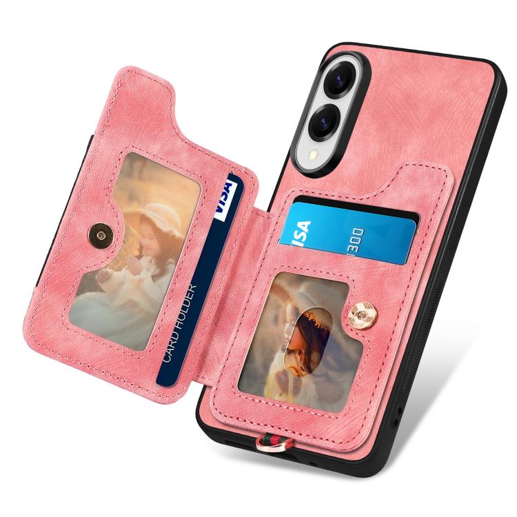 Retro Skin-feel Ring Multi-card Wallet Phone Case