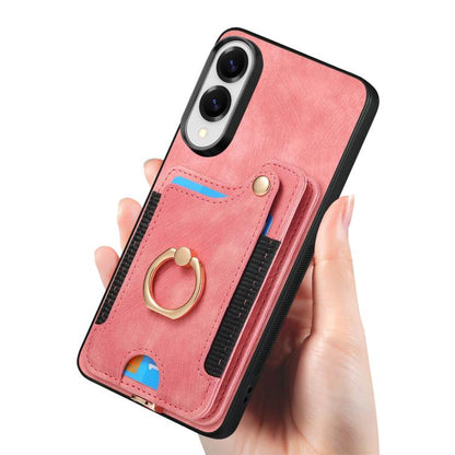 Retro Skin-feel Ring Multi-card Wallet Phone Case