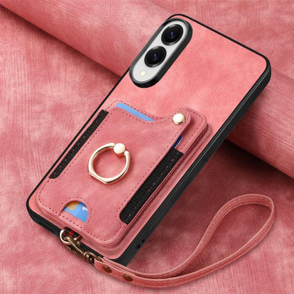 Retro Skin-feel Ring Multi-card Wallet Phone Case