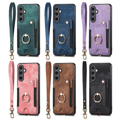 Retro Skin-feel Ring Multi-card Wallet Phone Case