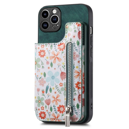 Retro Painted Zipper Wallet Back Phone Case