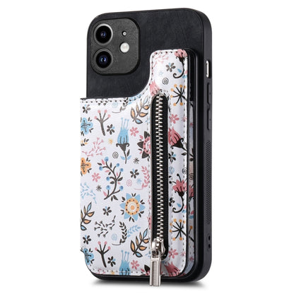 Retro Painted Zipper Wallet Back Phone Case