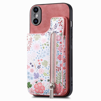 Retro Painted Zipper Wallet Back Phone Case